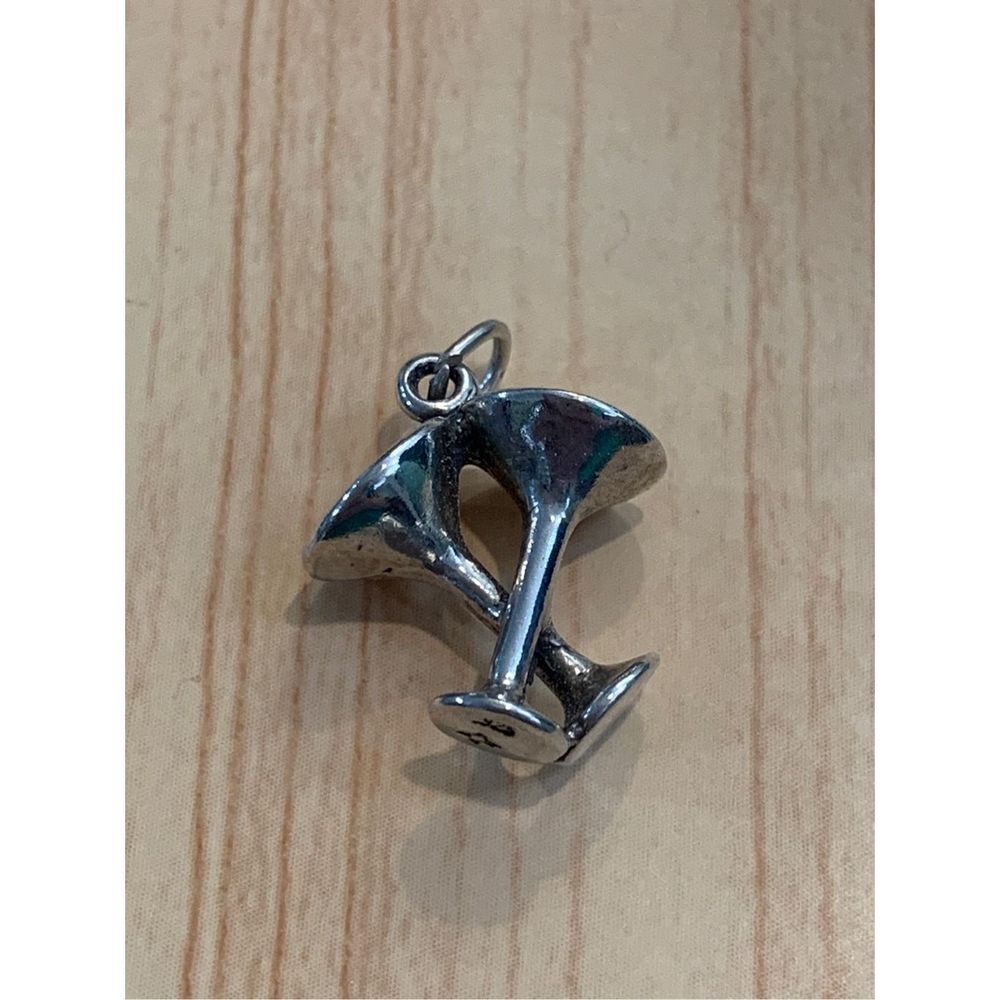 .925 Champagne Glasses Sterling Silver Jewelry Charm